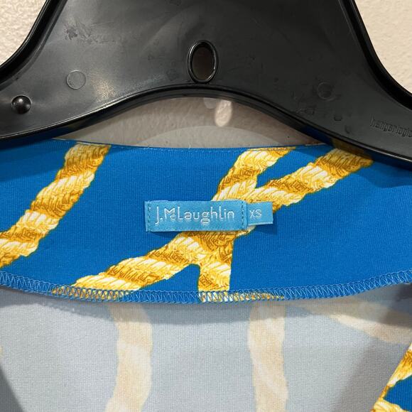 McLaughlin Blue Yellow Rope Print Wrap Dress Old Money Preppy Sz XS - Picture 3 of 10